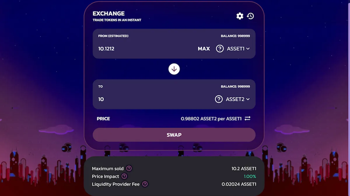Buying 10 units of ASSET2