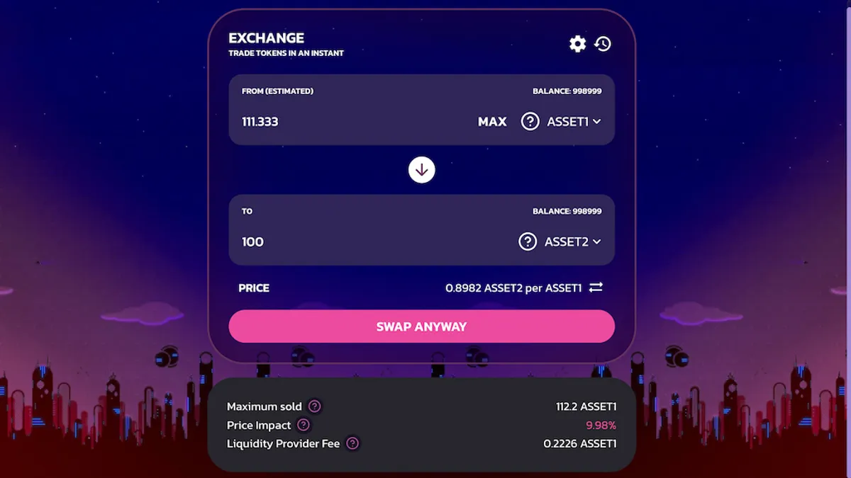 Buying 10 units of ASSET2