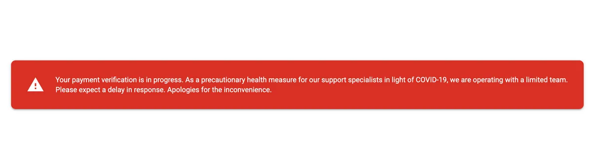 Google lockout message that says 'Expect delays'