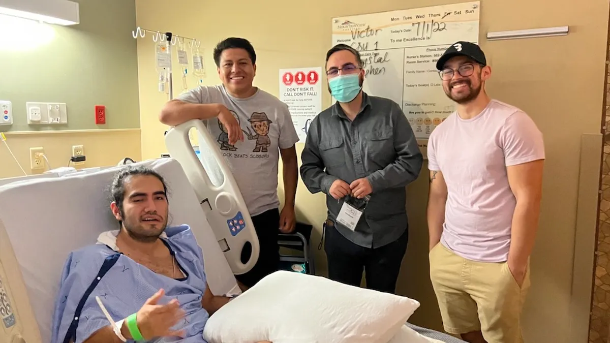 Friends visiting me in the hospital